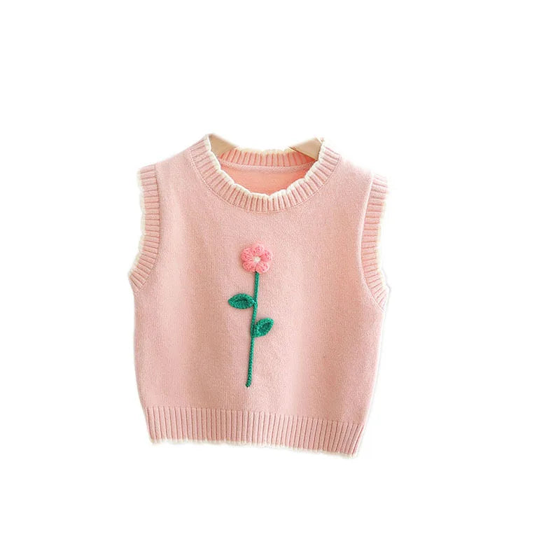 Flower Knit Pullover Vest