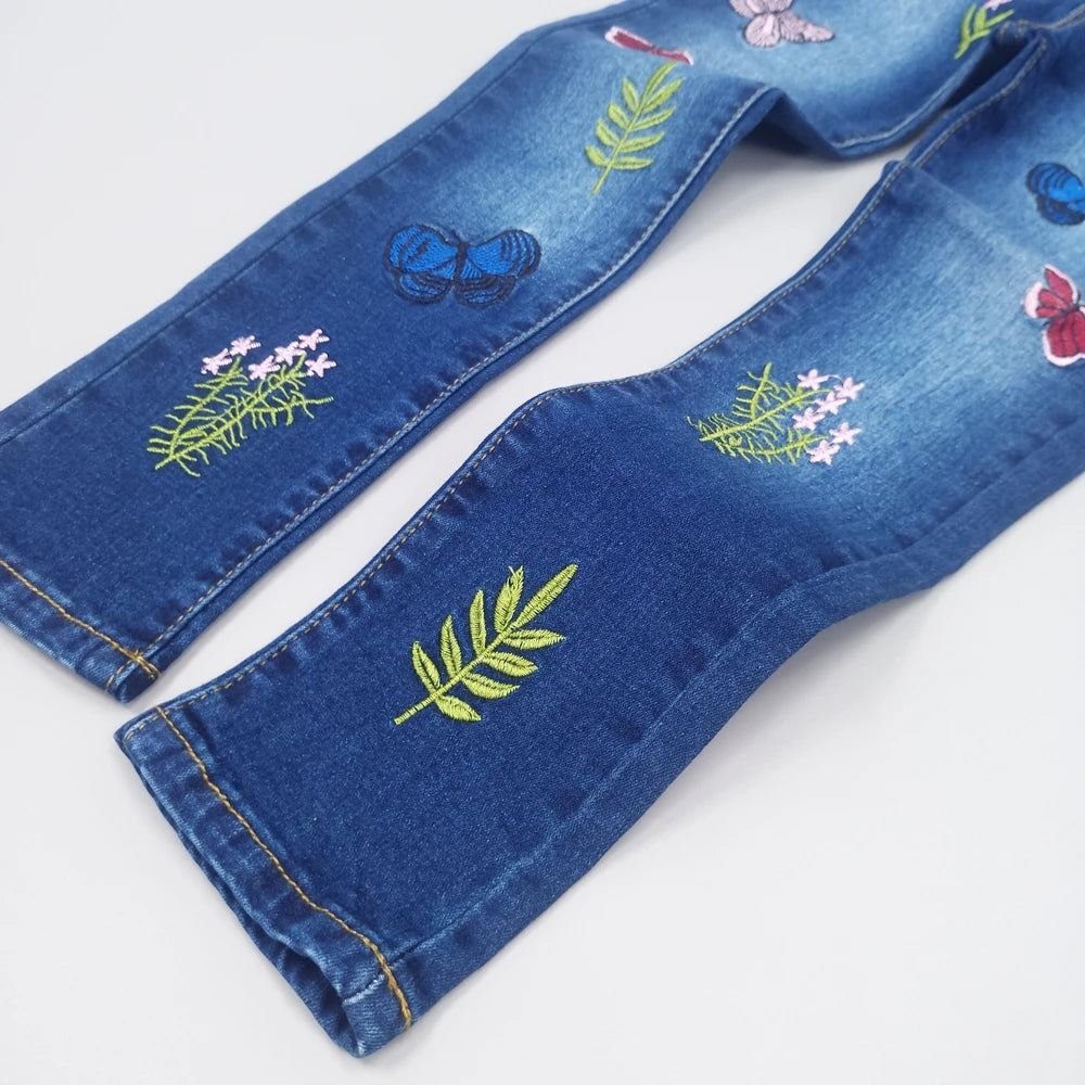 Floral Embroidery Jean