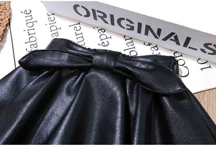Bow Leather Skirt