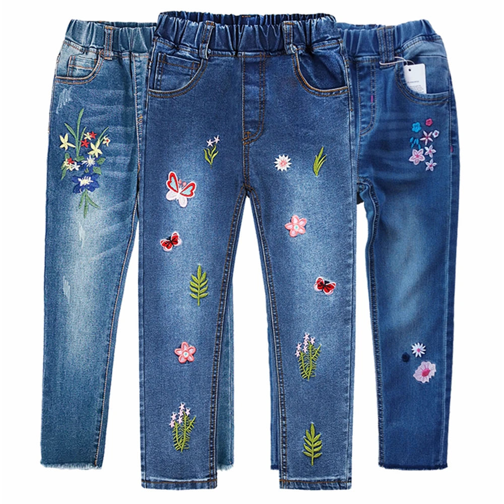 Floral Embroidery Jean