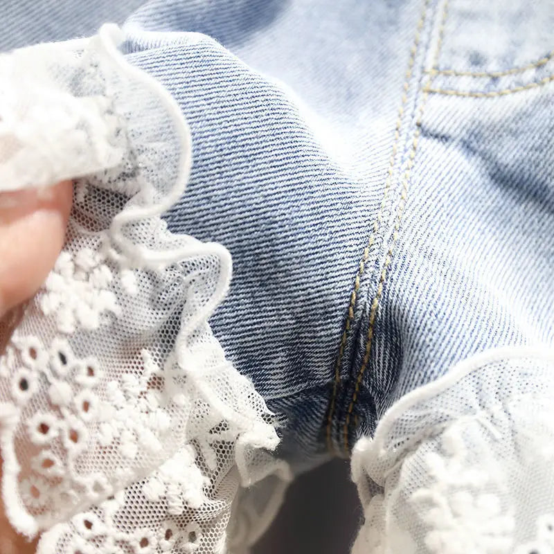 Denim Lace Shorts
