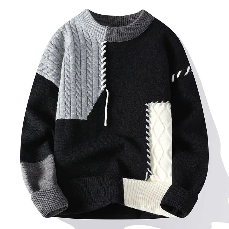 Trendy Contrast Knit Pullover