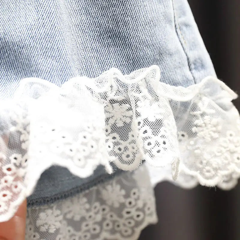 Denim Lace Shorts