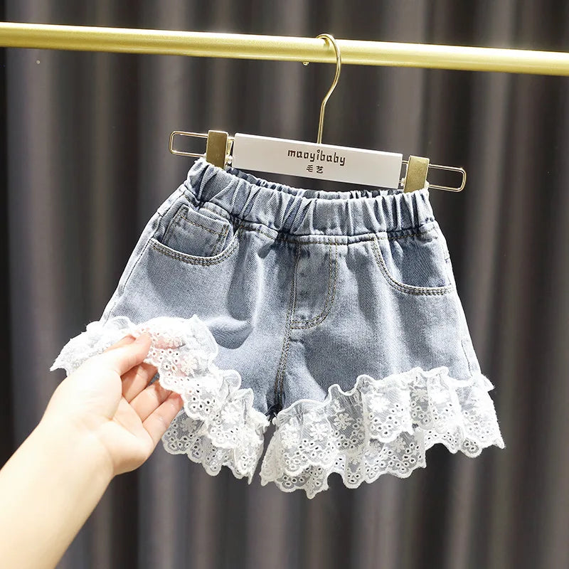 Denim Lace Shorts