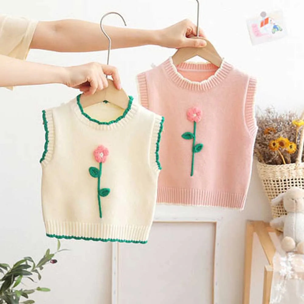 Flower Knit Pullover Vest