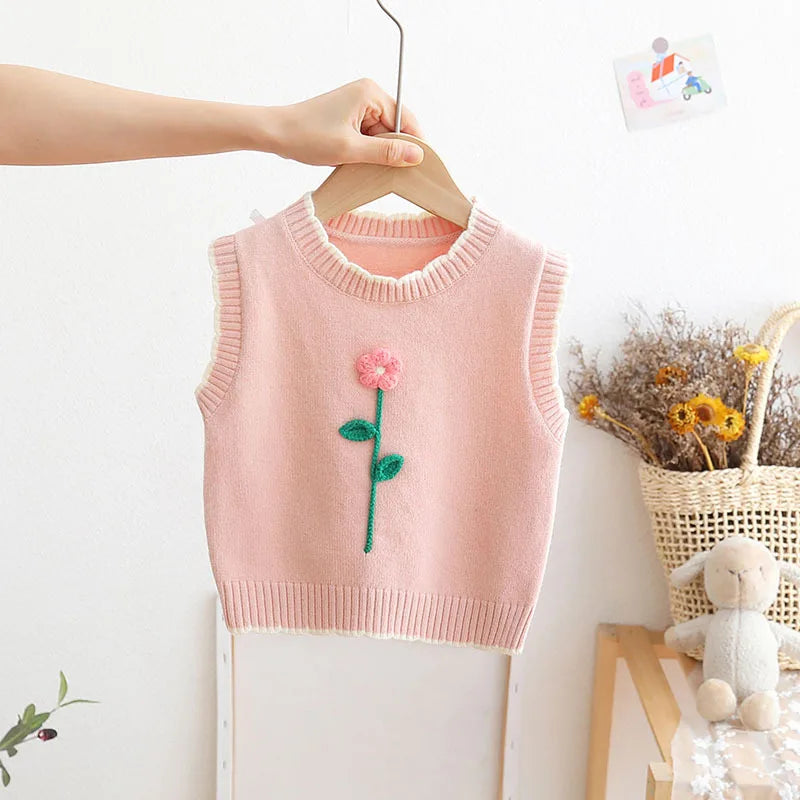 Flower Knit Pullover Vest