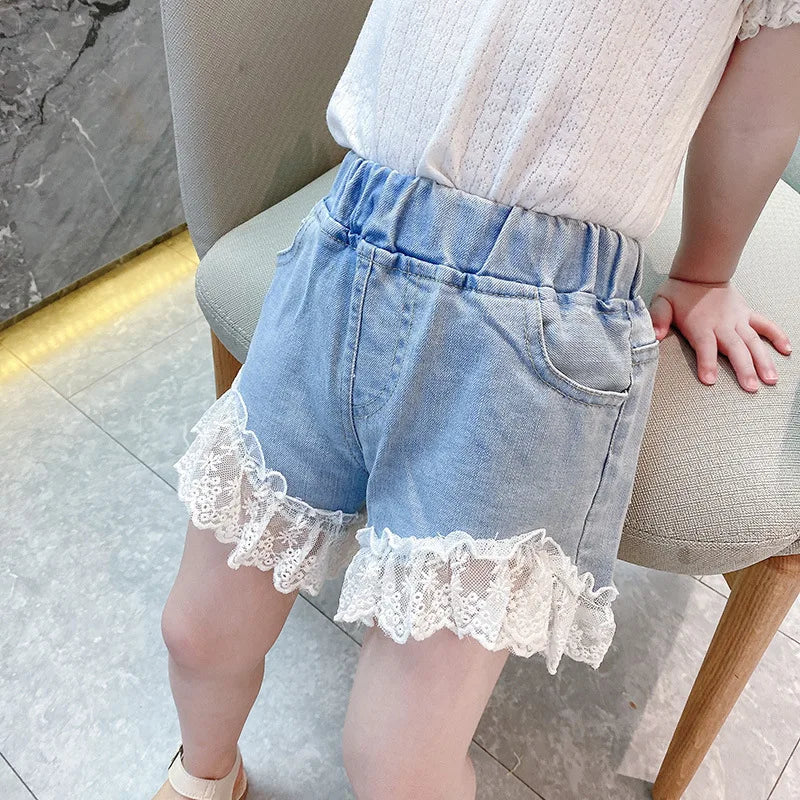 Denim Lace Shorts