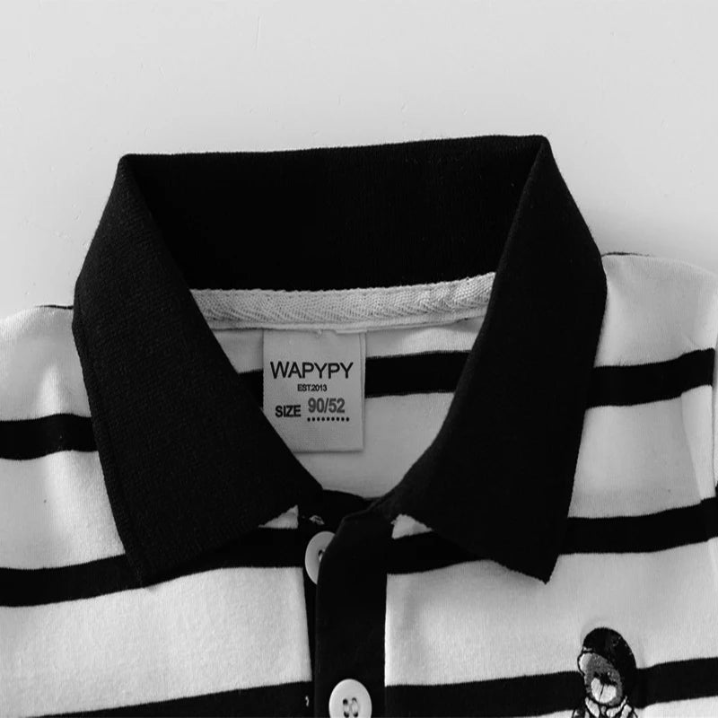 Black & White Striped Polo Shirt