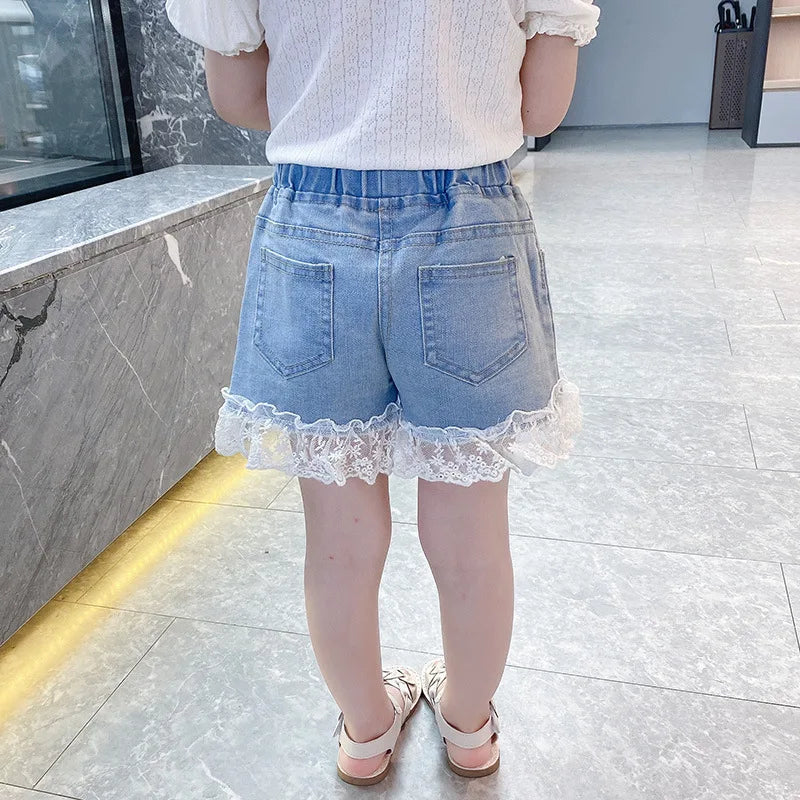 Denim Lace Shorts