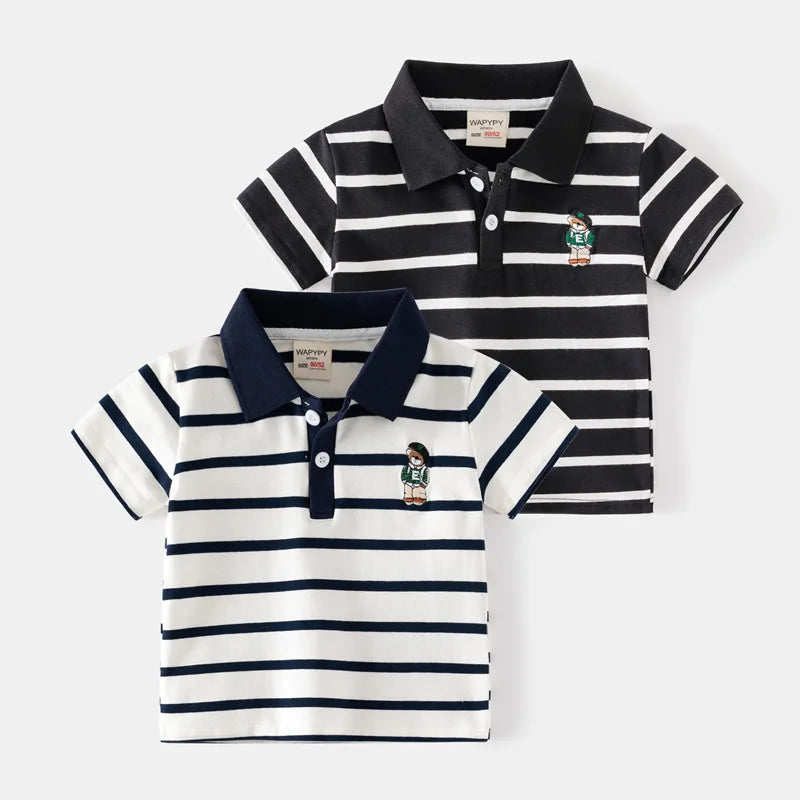Black & White Striped Polo Shirt