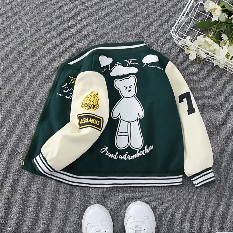 Cartoon Print Baseball Jacket
