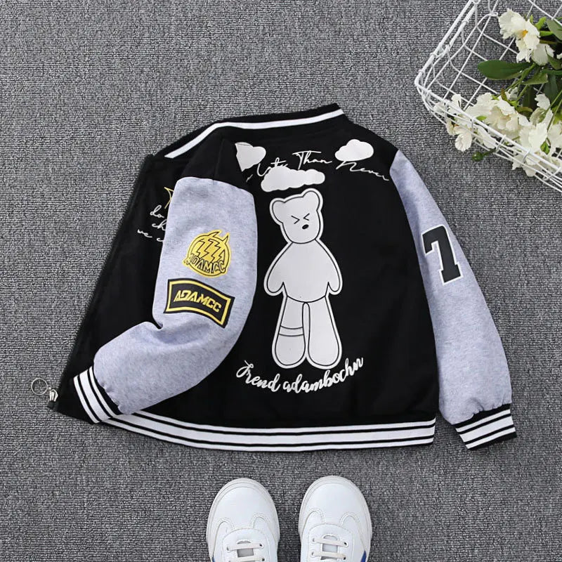 Cartoon Print Baseball Jacket