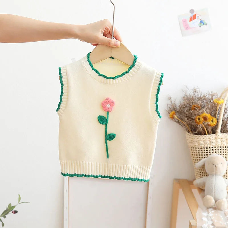 Flower Knit Pullover Vest