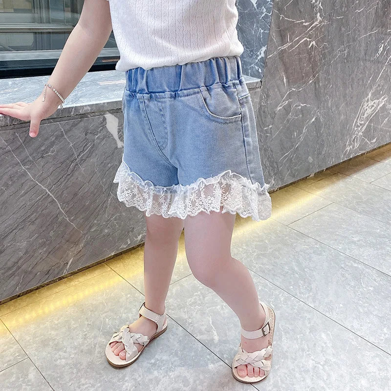 Denim Lace Shorts