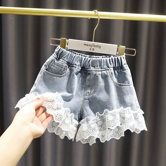 Denim Lace Shorts