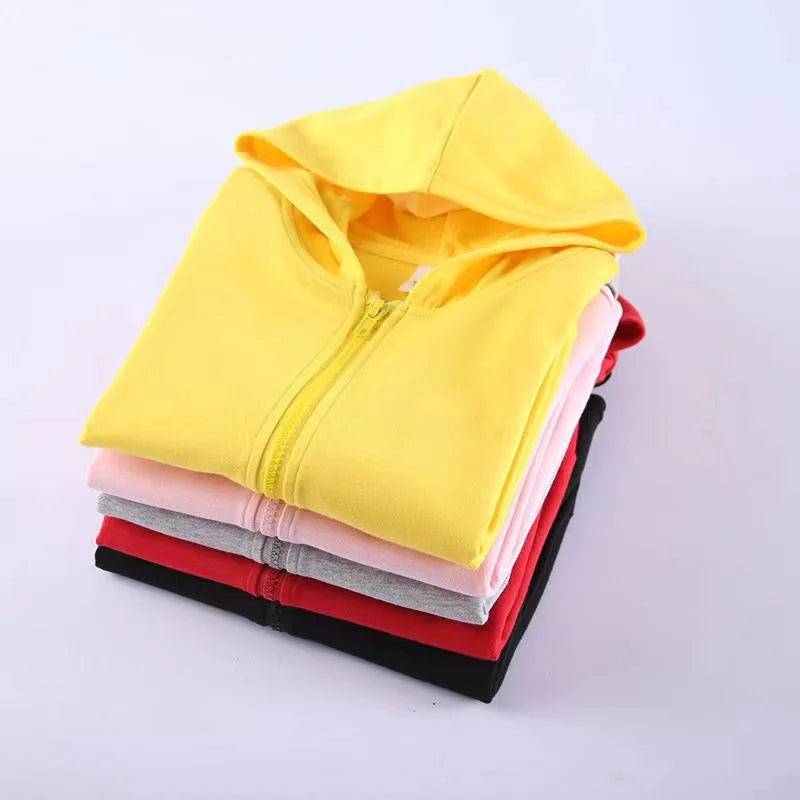 Solid Color Zipper Hoodie