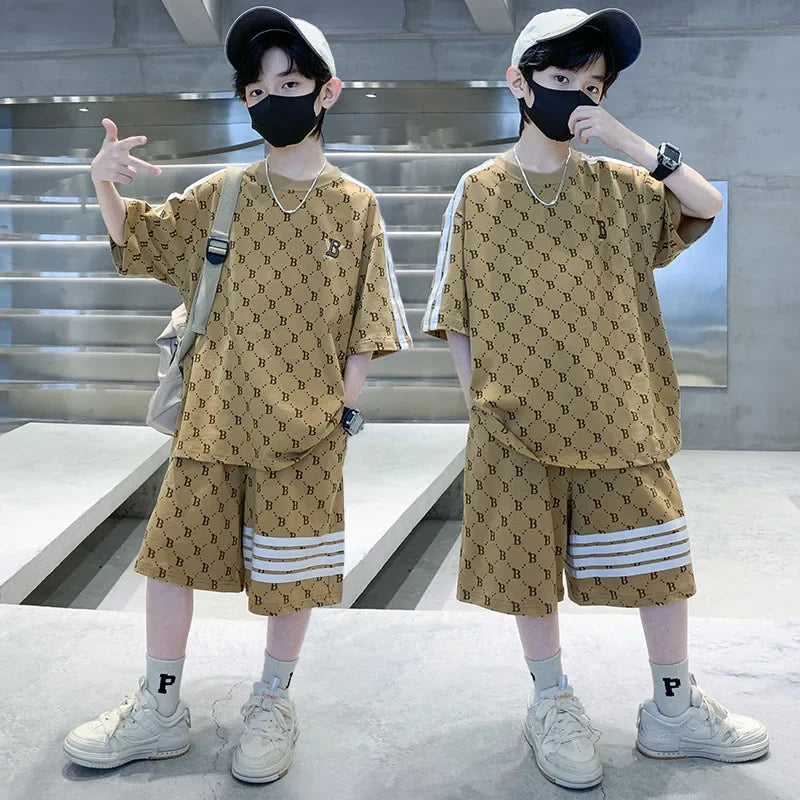 Plaid Letter T-Shirt Set