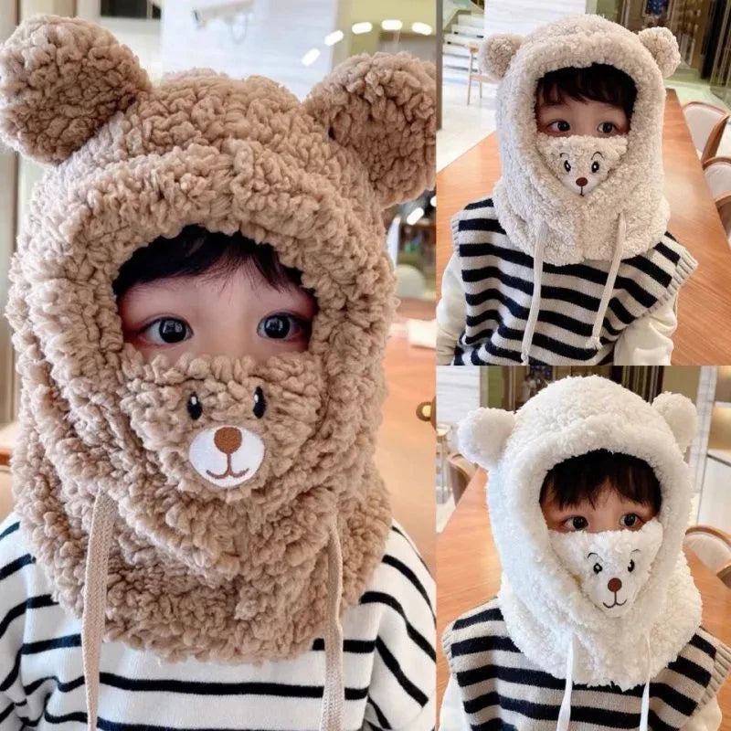 Bear Plush Scarf Hat