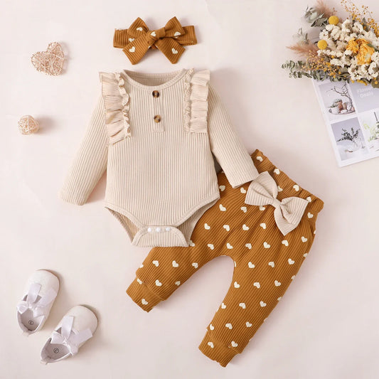 Love Heart Knit Bodysuit & Pants Set