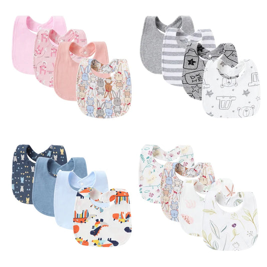 Cotton Baby Bibs & Burp Cloth Set